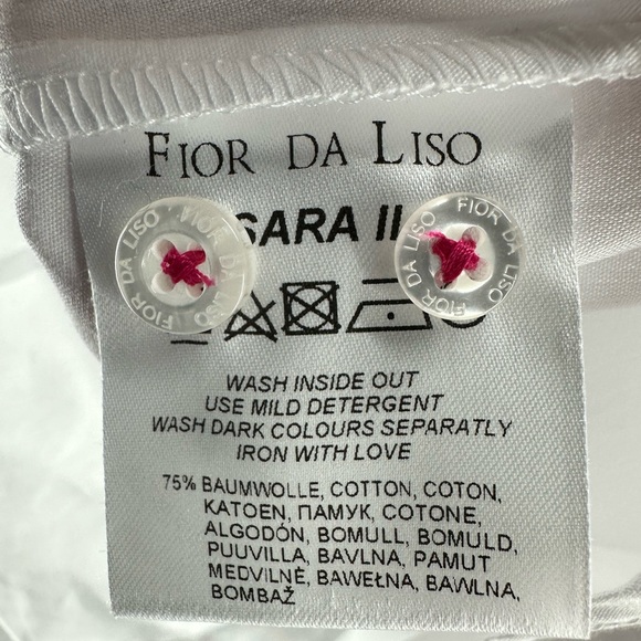 Fior Da Liso Gara II White Equestrian Riding Shirt Floral Flip Cuff Italy Sz 16 - Picture 11 of 13